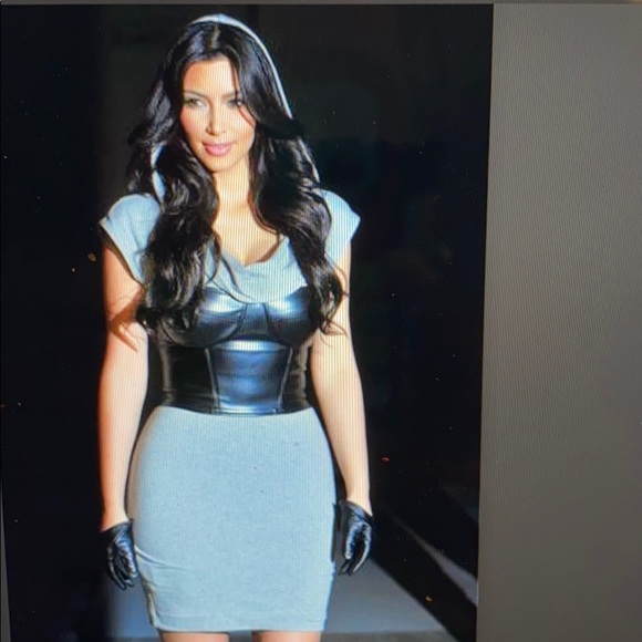Kardashian Kollection Dresses & Skirts - Kardashian by Bebe hoodie leather / jersey  dress